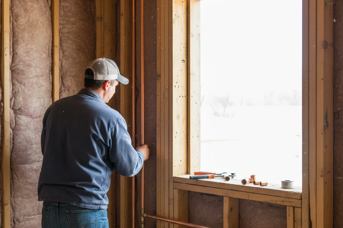 Licensed plumber running new copper supply lines in a Royse City home
