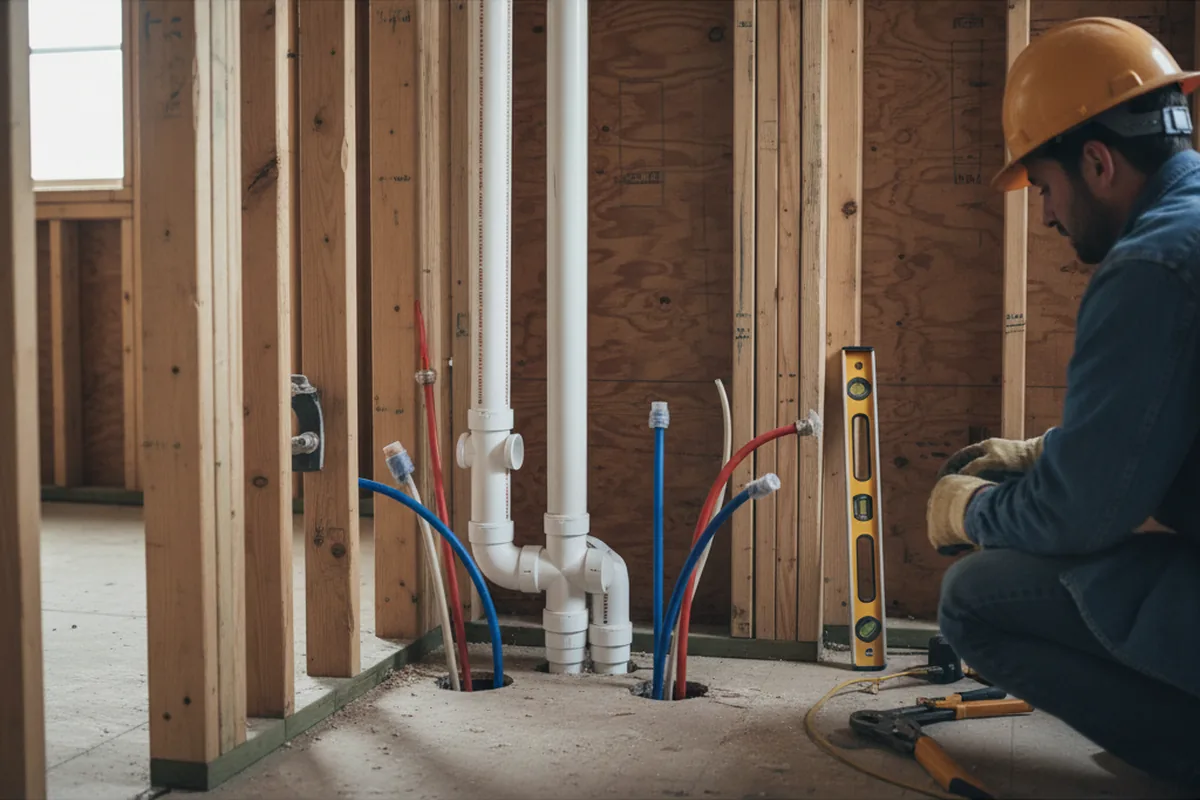 Drain and supply rough-in during Sump Pump Repair in Royse City