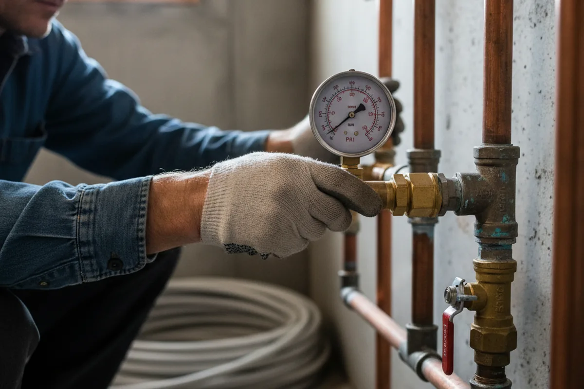 Pressure testing a repaired line during Water Line Repair in Royse City